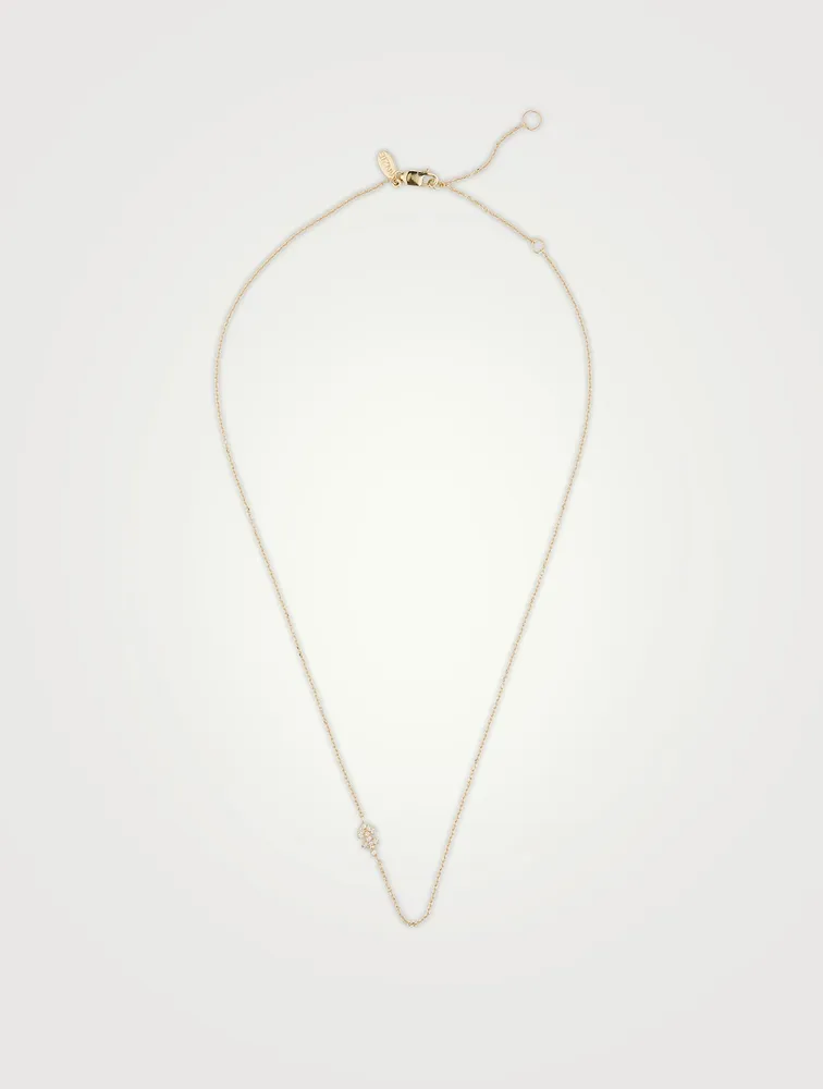 Love Letter 14K Gold Sagittarius Pavé Zodiac Necklace With Diamonds