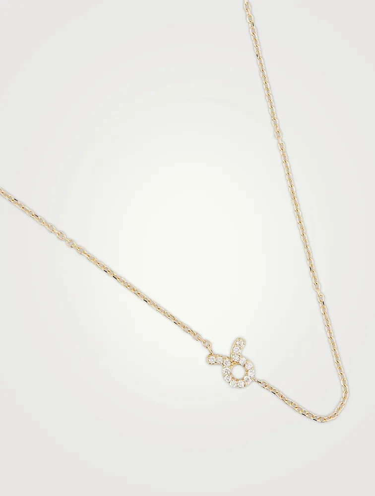 Love Letter 14K Gold Taurus Pavé Zodiac Necklace With Diamonds
