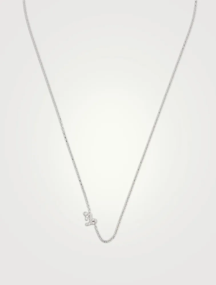 Love Letter 14K White Gold Capricorn Pavé Zodiac Necklace With Diamonds