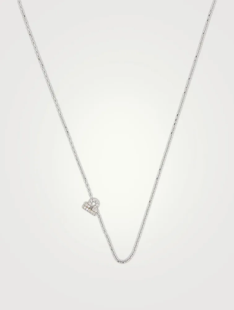 Love Letter 14K White Gold Libra Pavé Zodiac Necklace With Diamonds