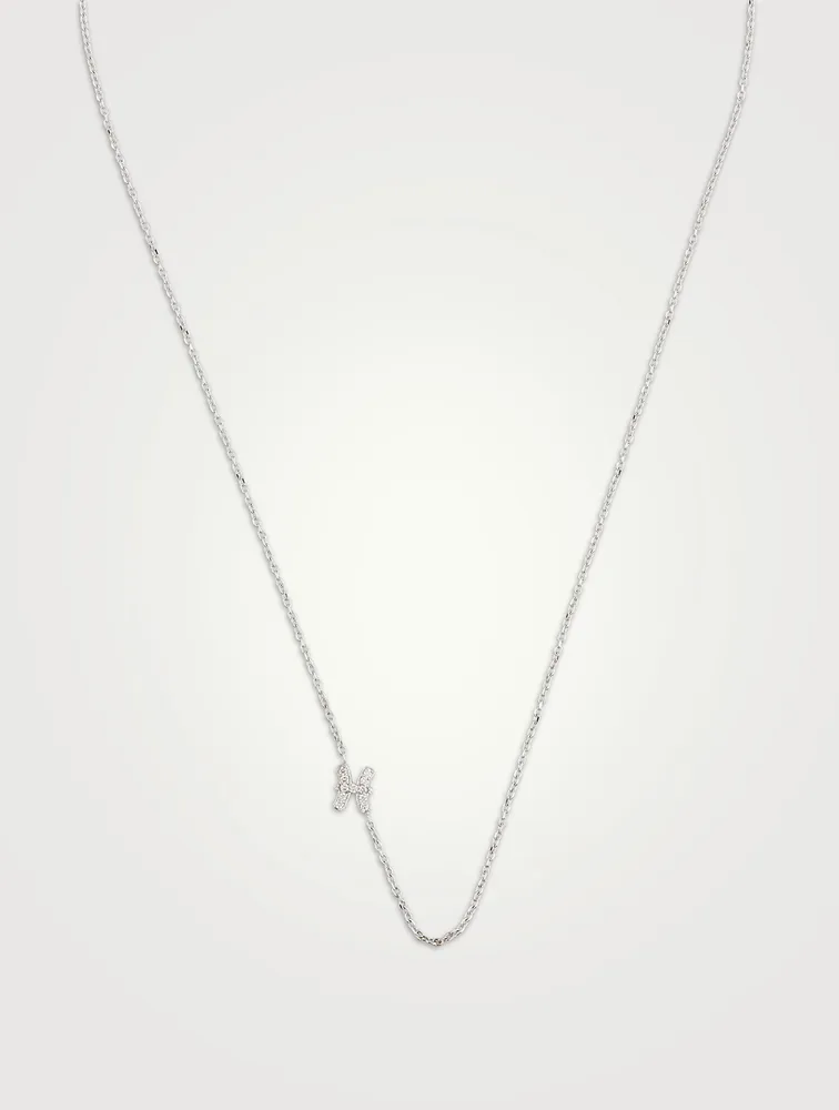 Love Letter 14K White Gold Pisces Pavé Zodiac Necklace With Diamonds