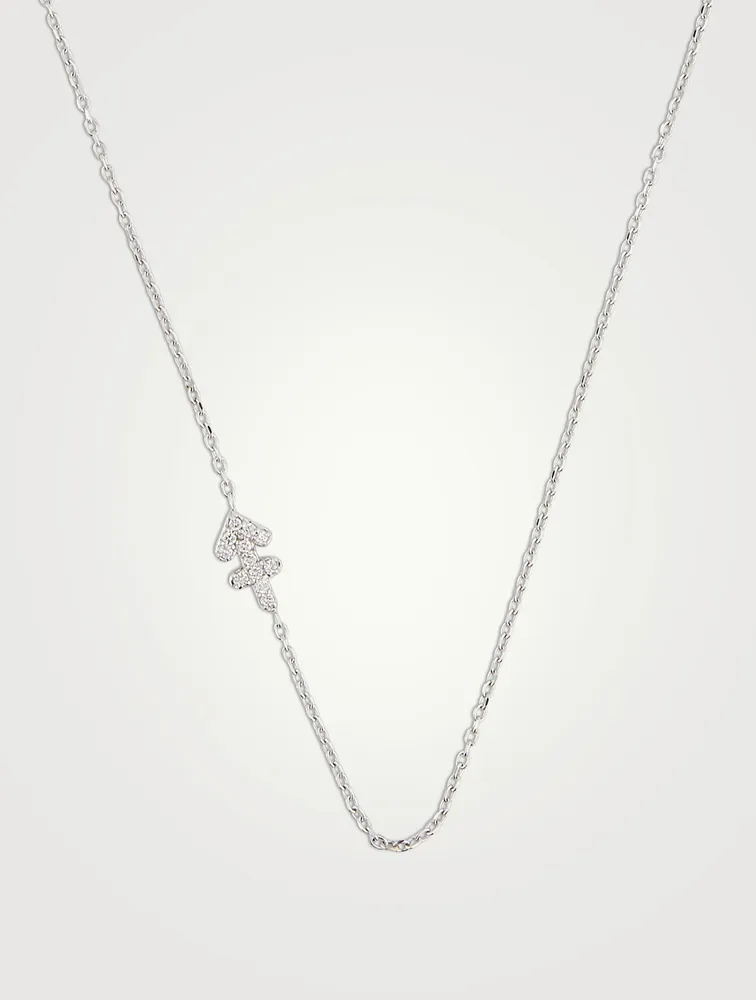 Love Letter 14K White Gold Sagittarius Pavé Zodiac Necklace With Diamonds