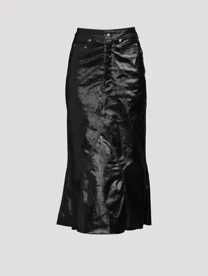 Knee Godet Denim Skirt