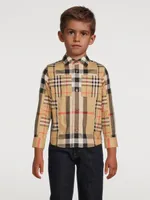 Patchwork Check Stretch Cotton Shirt