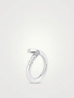 Oera 18K White Gold Ring With Diamonds