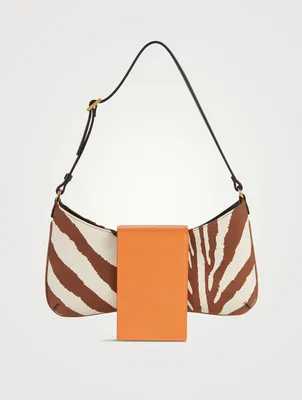 Le Bisou Leather Shoulder Bag In Zebra Print