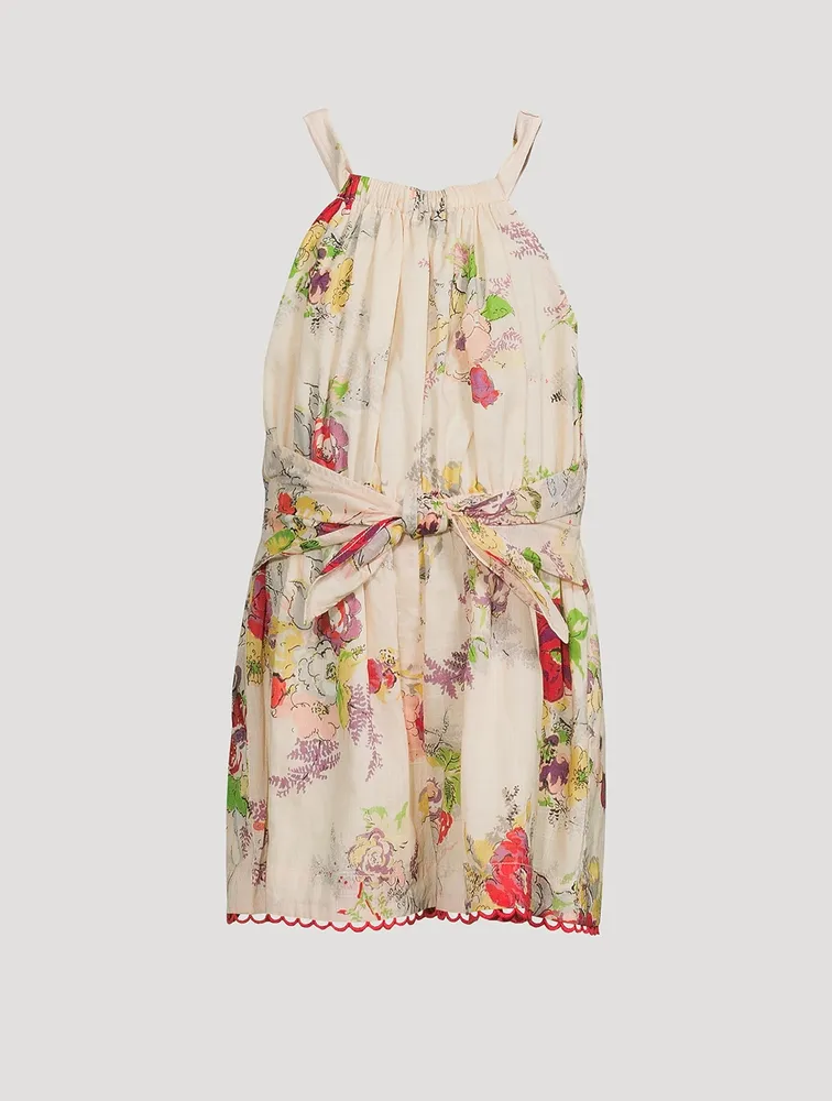 Clover Halter Playsuit Lipstick Peony Floral Print