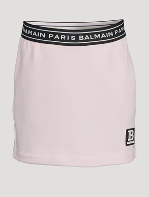 Kids Cotton Mini Skirt With Logo