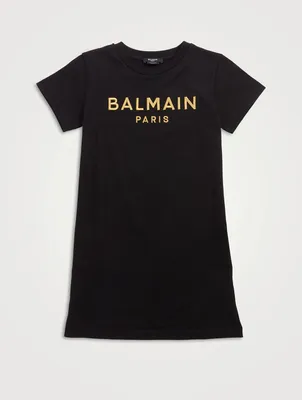 Kids Cotton T-Shirt Dress With Logo