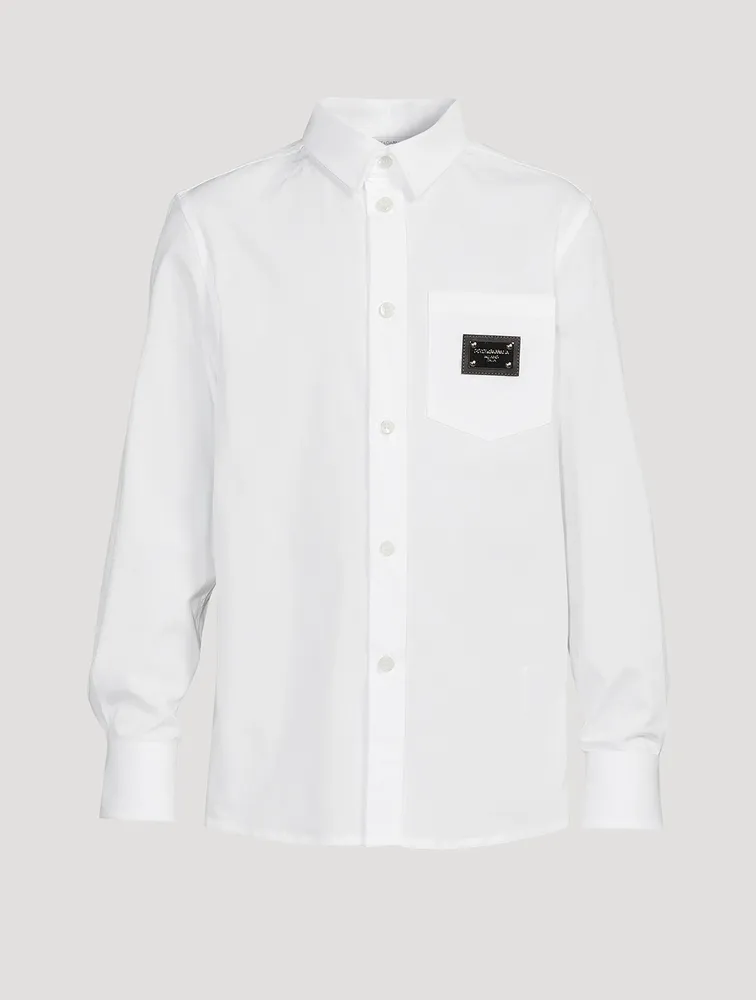 Cotton Shirt With Metal Logo