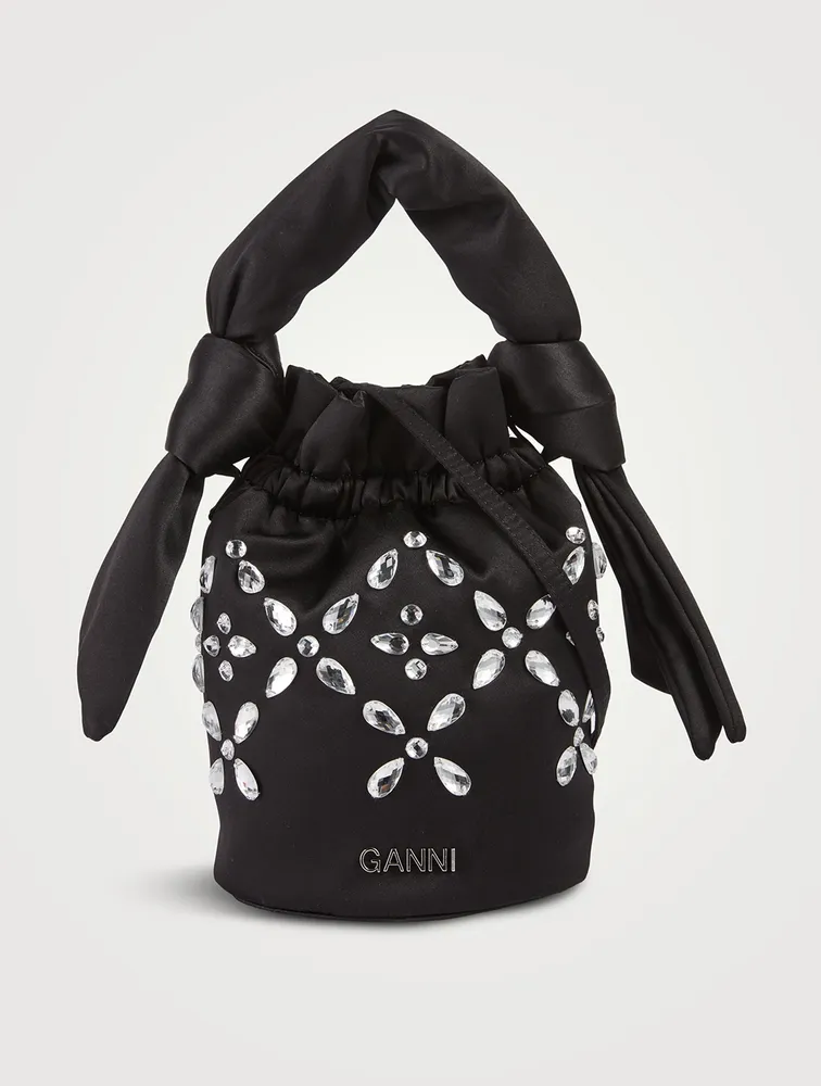 Occasion Embellished Satin Crossbody Bucket Bag