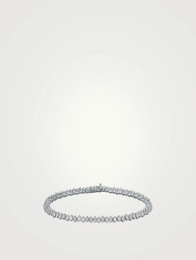 18K White Gold Princess Midi Diamond Tennis Bracelet