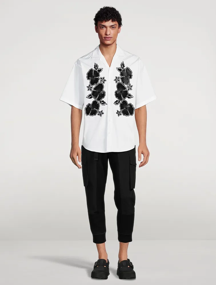 Goth Flower Cotton Short-Sleeve Shirt