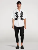 Goth Flower Cotton Short-Sleeve Shirt