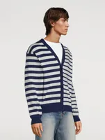 Cotton And Wool Cardigan Striped Print