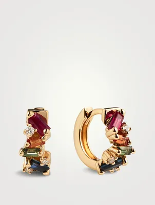 Fireworks 18K Gold Earrings With Diamonds And Sapphire