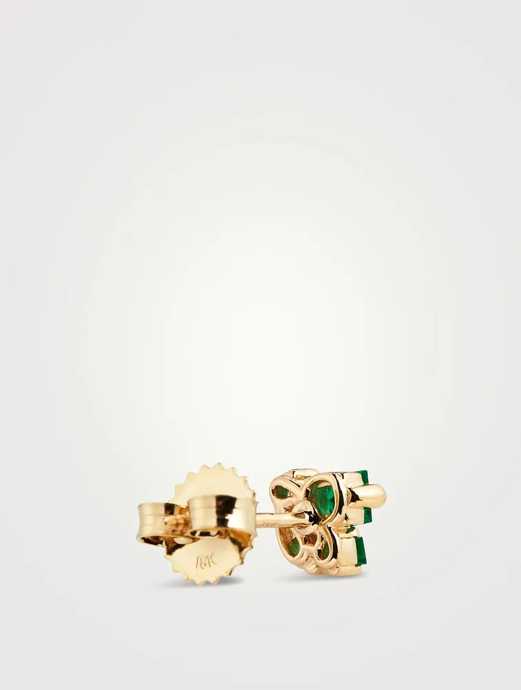 18K Gold Stud Earrings With Emeralds