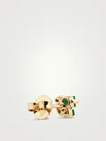 18K Gold Stud Earrings With Emeralds