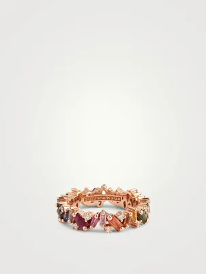 Rainbow Fireworks 18K Rose Gold Frenzy Eternity Band With Sapphires And Diamonds