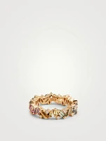 Pastel Fireworks 18K Gold Frenzy Eternity Band Ring With Sapphires And Diamonds