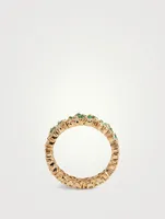 Princess Short Stack 18K Gold Ring With Emeralds And Diamonds