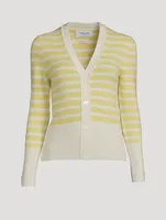 Striped Cashmere-Wool Cardigan