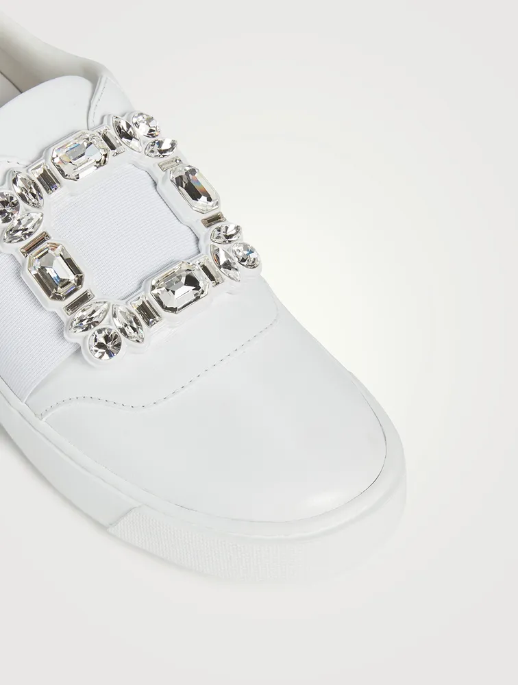 Very Vivier Strass Buckle Leather Sneakers