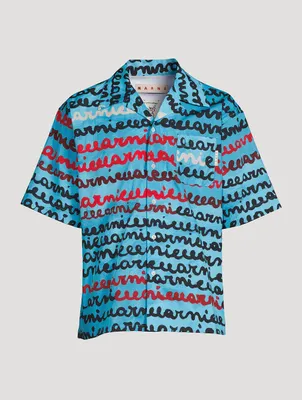 Cotton Bowling Shirt Logo Print