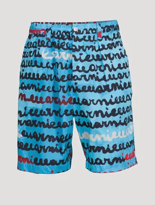 Cotton Poplin Shorts Logo Print