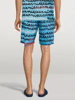 Cotton Poplin Shorts Logo Print
