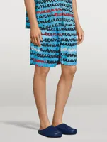 Cotton Poplin Shorts Logo Print