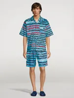Cotton Poplin Shorts Logo Print