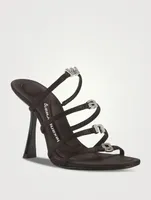 Nala Embellished Logo Satin Mules