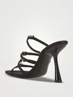Nala Embellished Logo Satin Mules