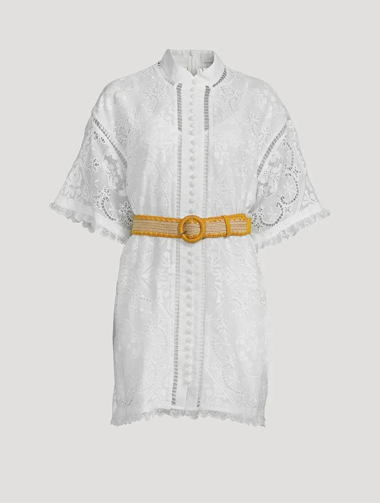 Laurel Belted Lace Shirt Dress