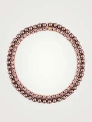 Crystal And Faux Pearl Choker Necklace