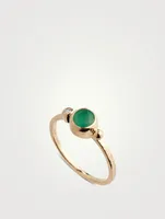 Dew Drop 14K Gold Bonheur Ring With Emerald And Diamond