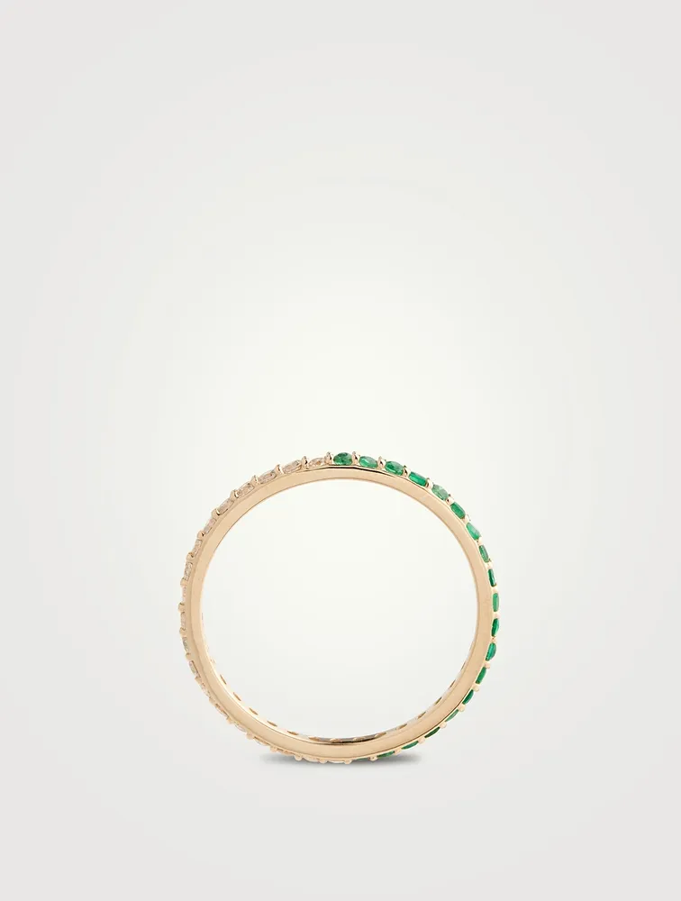 Classique 14K Gold Eternity Band With Emeralds And Diamonds