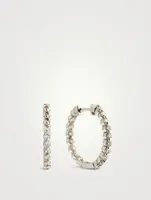 14K Gold Huggie Hoop Earrings With Pavé Diamonds