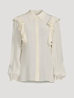 Ruffled Crêpe de Chine Blouse