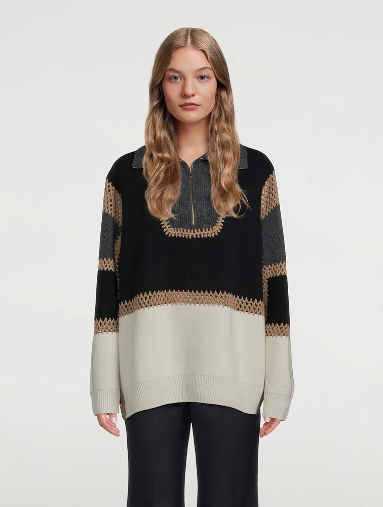 Half-Zip Wool And Cashmere Sweater