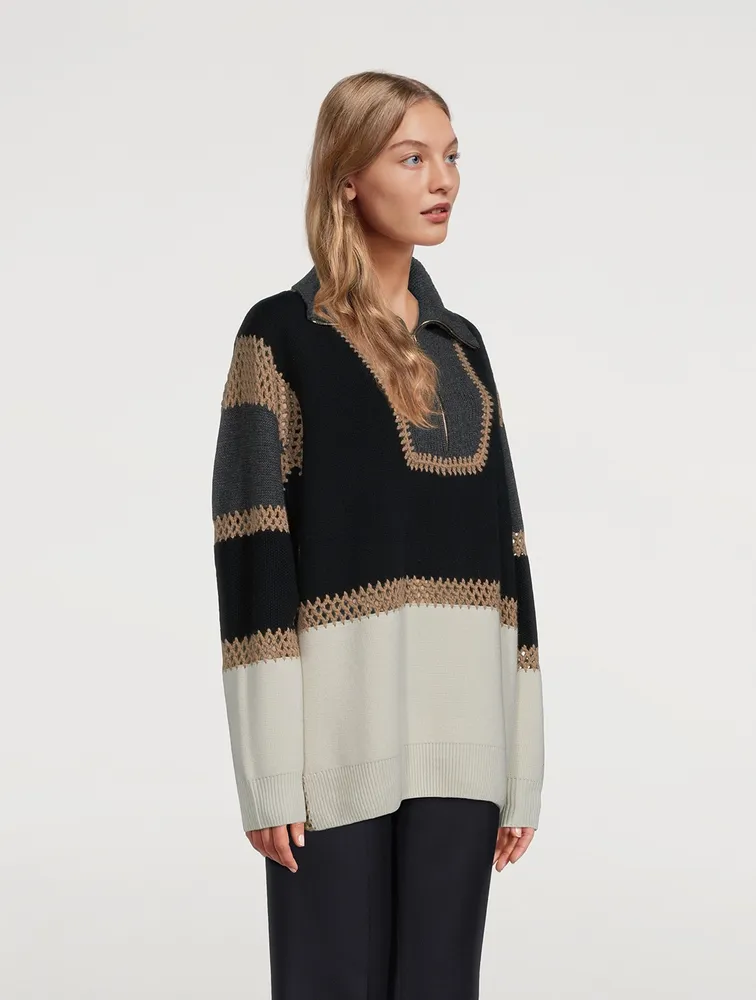 Half-Zip Wool And Cashmere Sweater