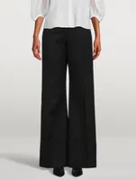 Wide-Leg Wool And Linen Trousers