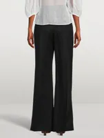 Wide-Leg Wool And Linen Trousers