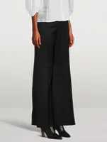 Wide-Leg Wool And Linen Trousers