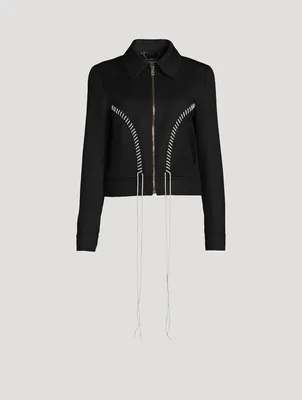 Lace-Up Wool And Linen Jacket