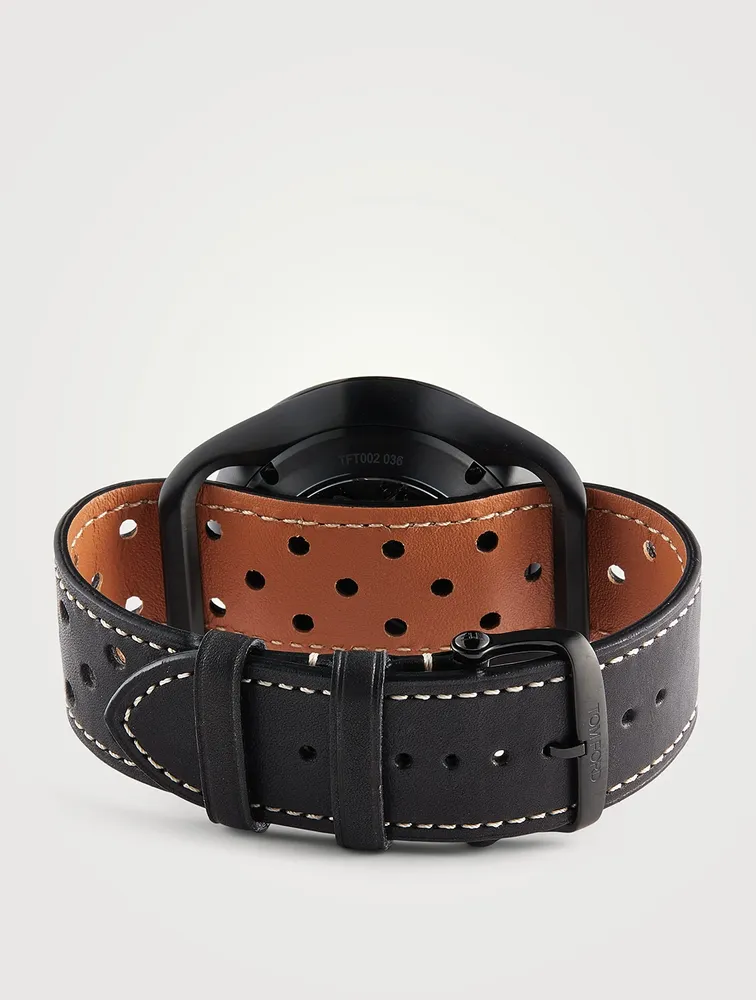 No. 002 Auto Chrono Limited Edition Perforated Leather Strap Watch