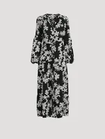Sea Floral Peasant Maxi Dress