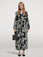 Sea Floral Peasant Maxi Dress