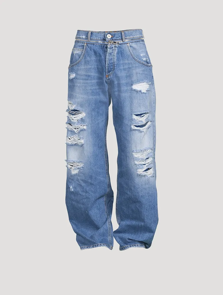 Destroyed Wide-Leg Jeans
